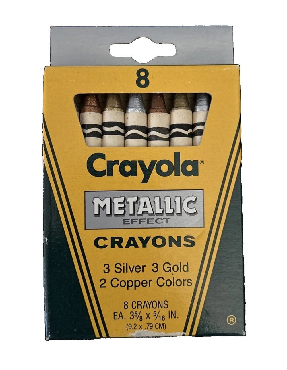 Vintage Metallic Effect Crayola Crayons 1987 8 Pack Silver Gold Copper New